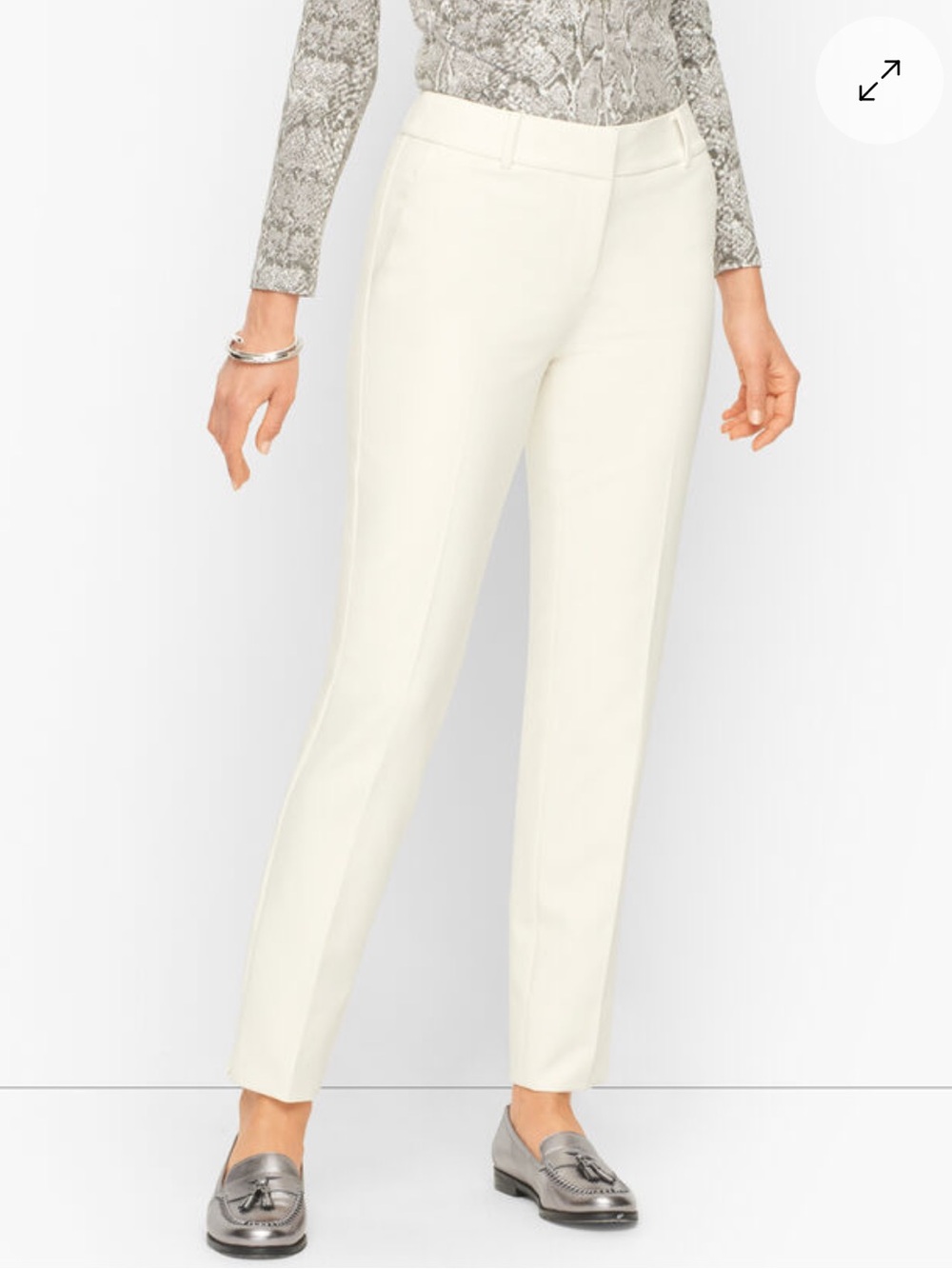 Talbots Hampshire Ankle pants Straight leg Sits waist cream white 12P petite NWT
